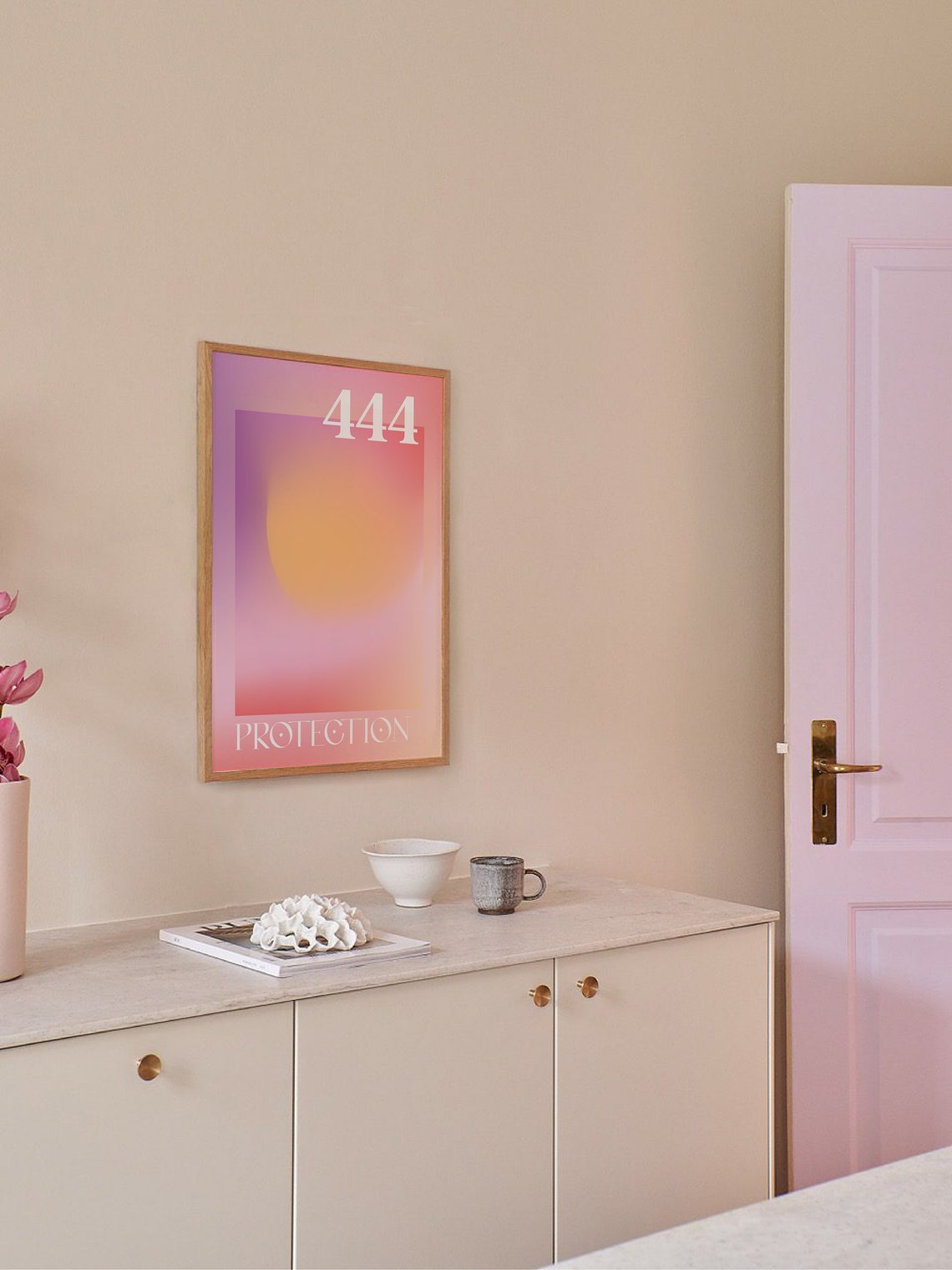 Angel Number 444 Protection Poster with Pastel Aura Gradient Design - Image 5