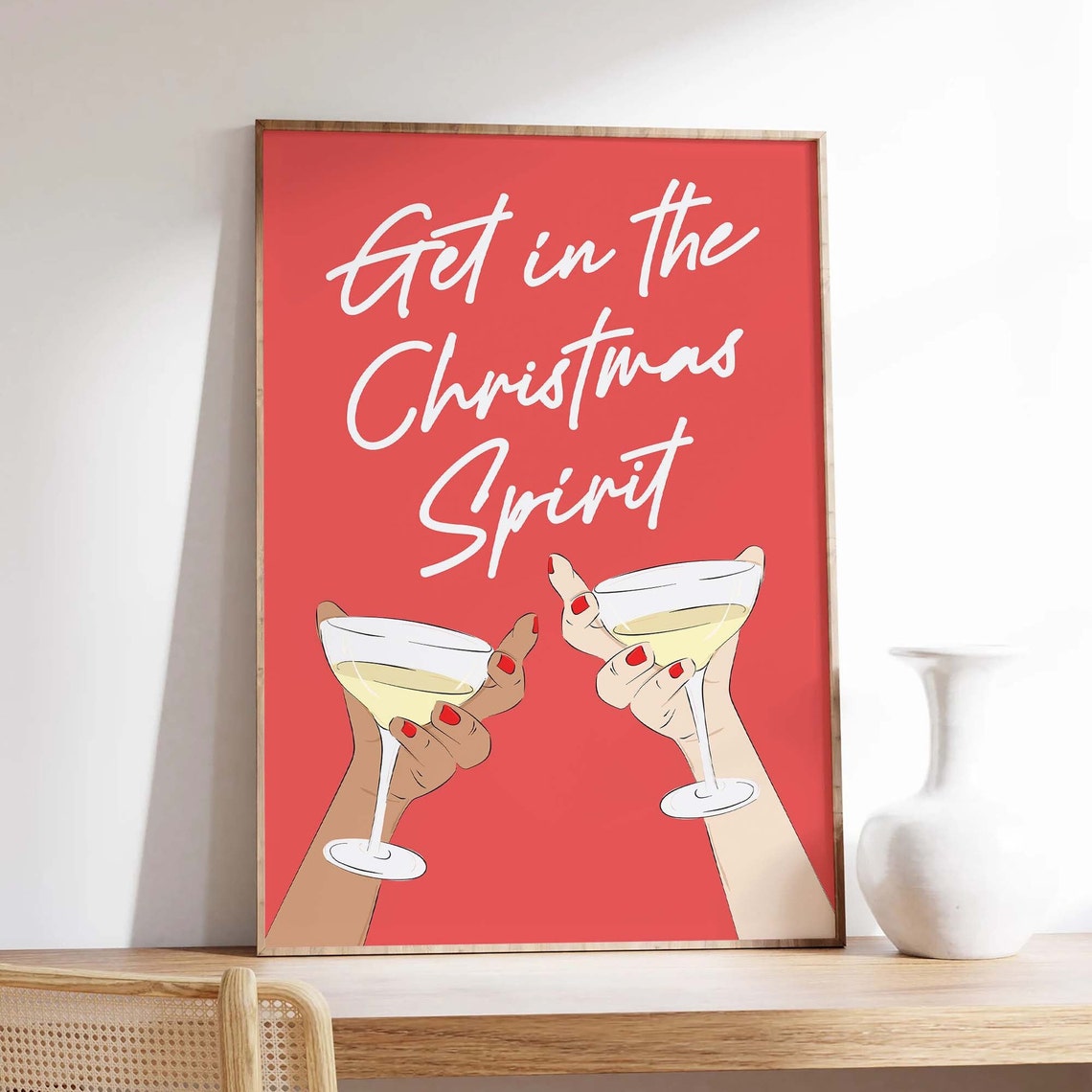 Get in the Christmas Spirit Champagne Toast Holiday Party Poster - Image 3