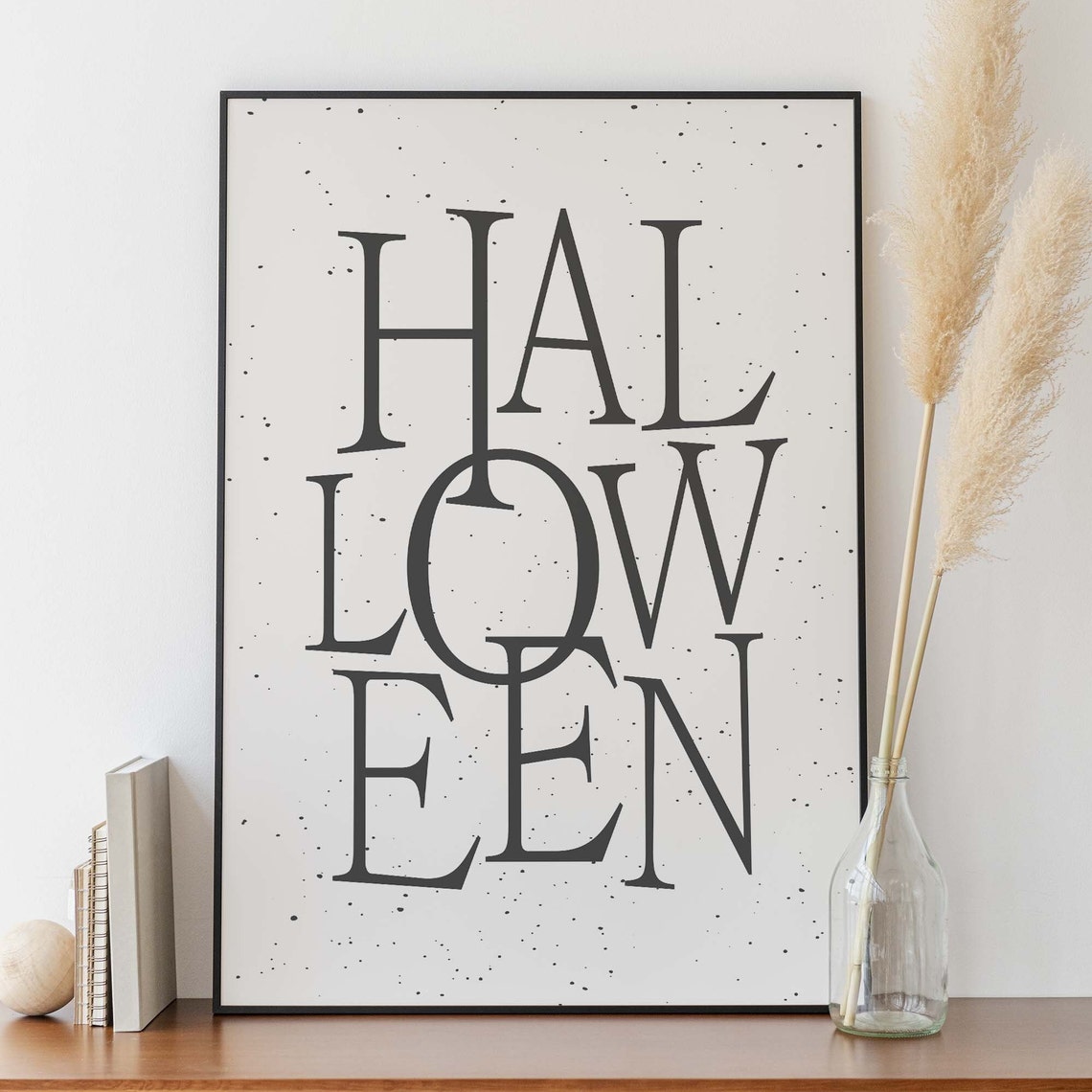 Halloween Stacked Lettering Minimal White Quote Wall Decor Poster - Image 4