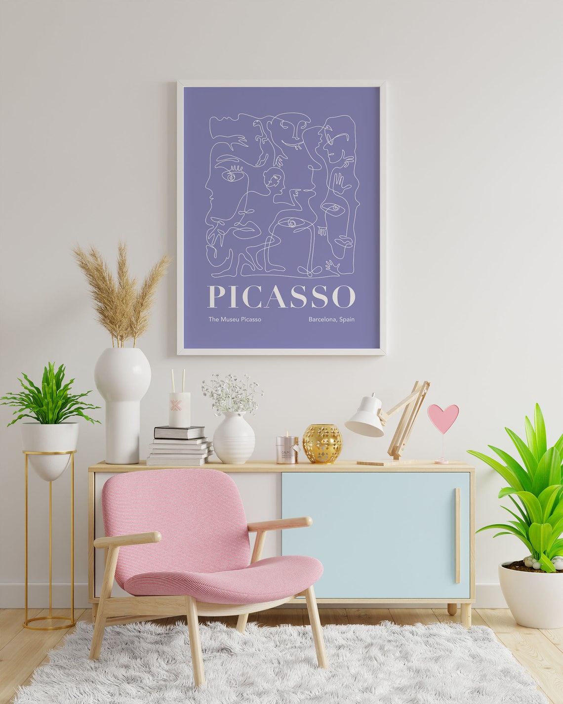 Picasso Line Drawing Print Art Abstract Blue Picasso Art Cute Trendy Wall Art - Image 4