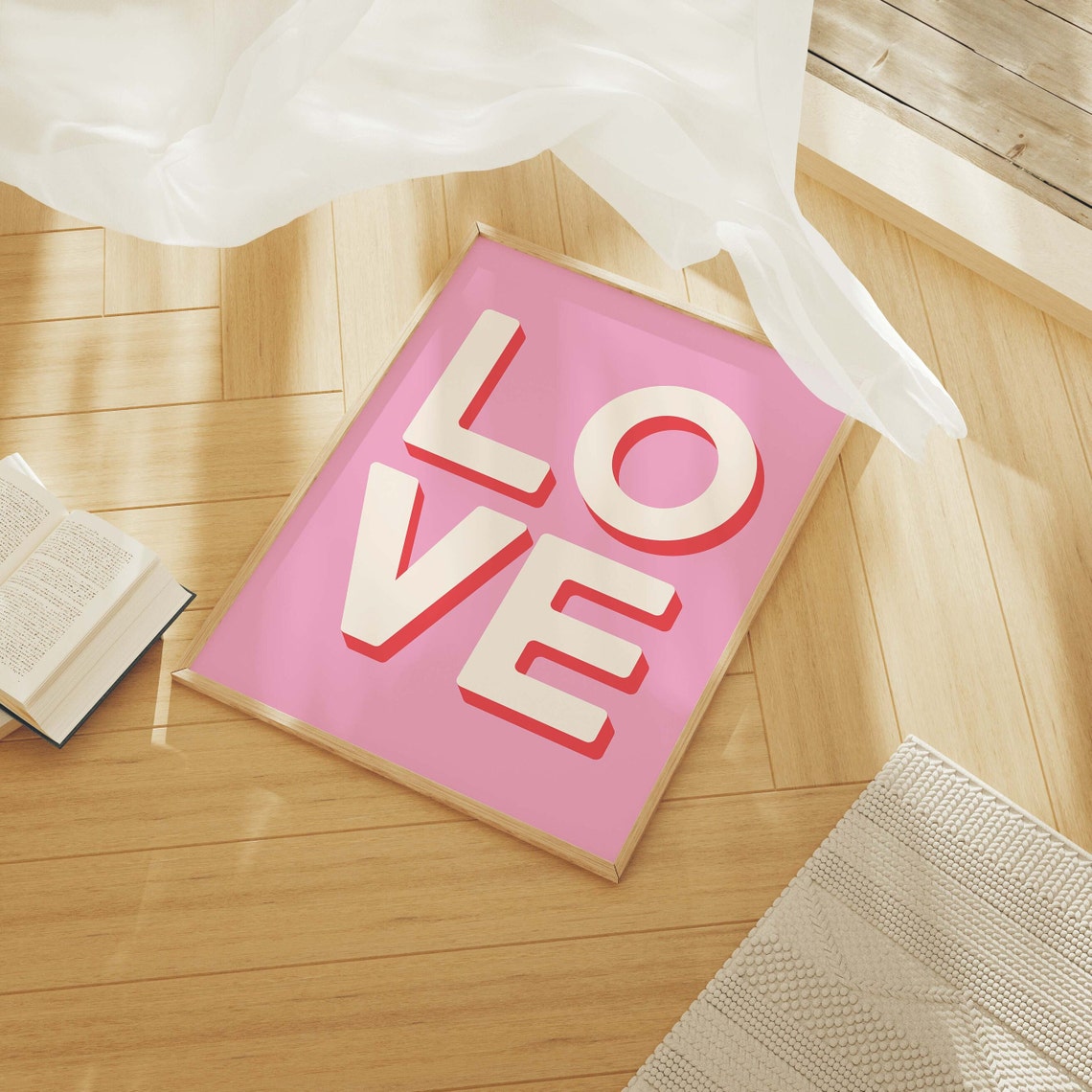 Pink LOVE Bold Typography Retro Modern Valentine Love Quote Poster - Image 6