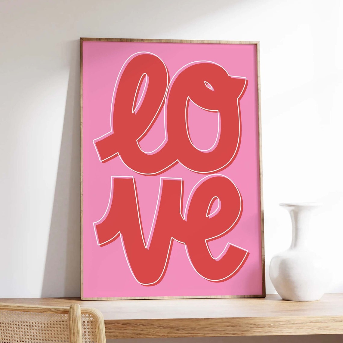 Love Print Art Valentines Day Decor Pink Red Wall Art Trendy Valentines Cute Love Print
