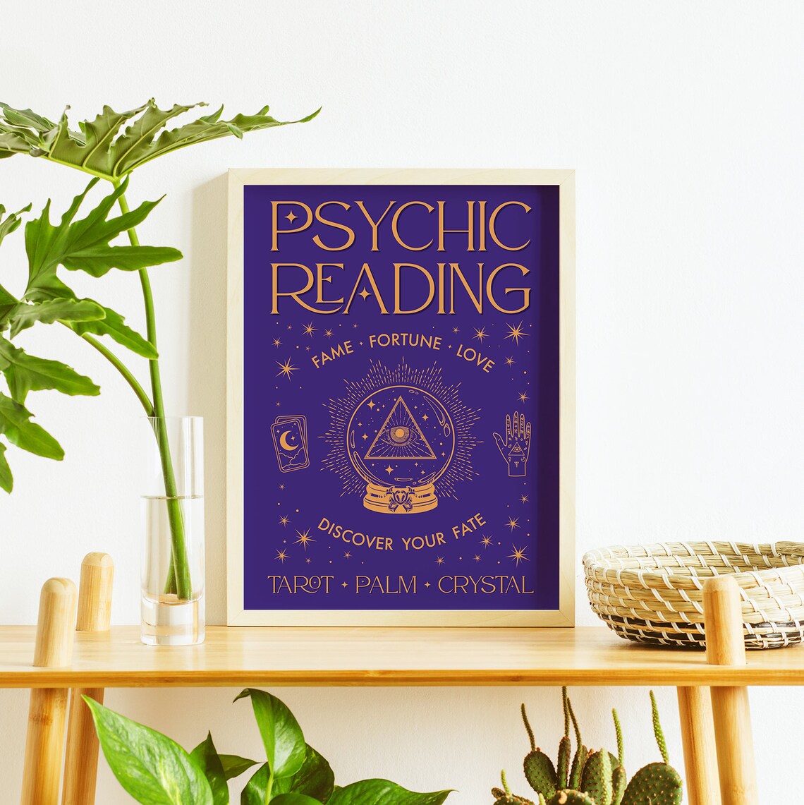 Psychic Reading Tarot Palm Crystal Gold Purple Mystical Art Poster - Image 3