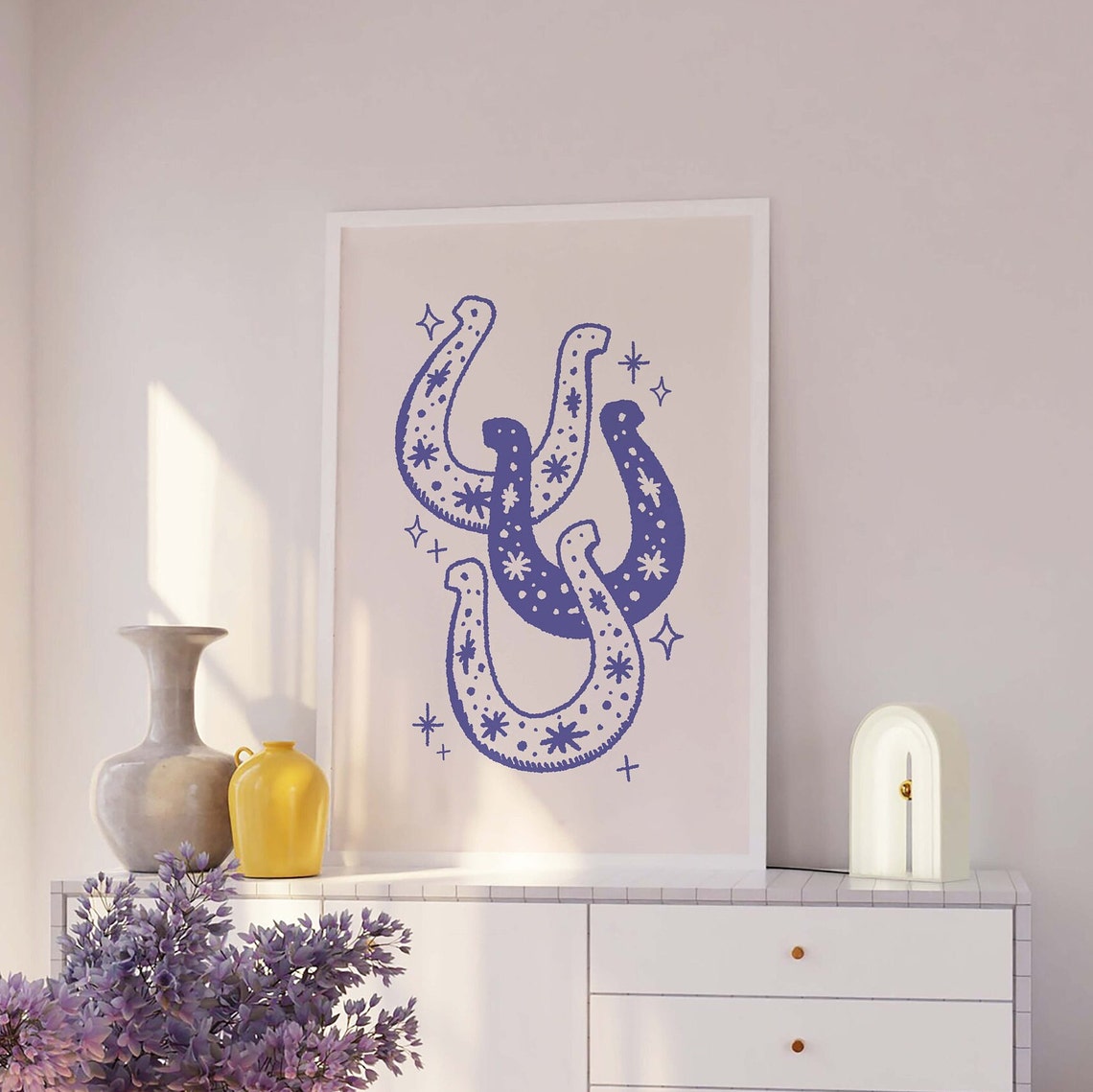 Blue Lucky Horseshoes Intertwined Celestial Good Luck Charm Wall Print - Image 2