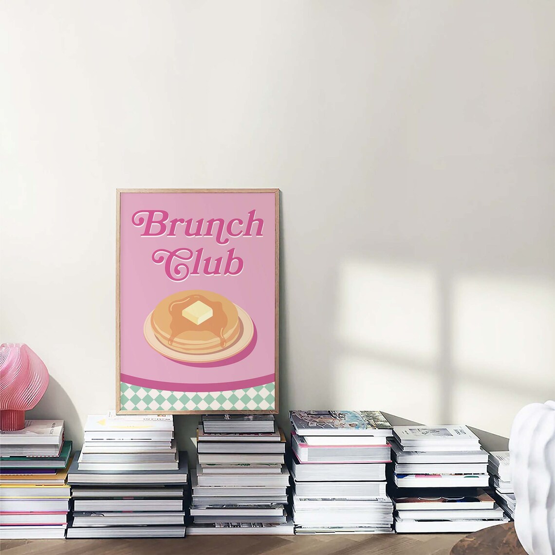 Brunch Club Pink Pancakes Retro Kitchen Breakfast Food Poster - Image 5