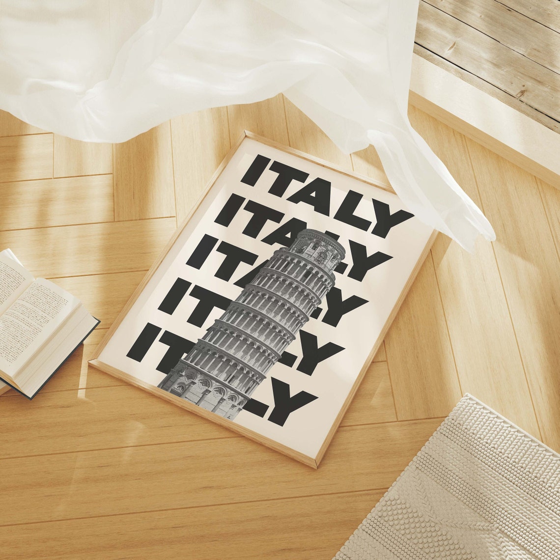 Italy Travel Print Art Italy Leaning Tower Of Pisa Travel Exhibition Print Neutral Wall Art Cute Italy Wall Art - Image 3