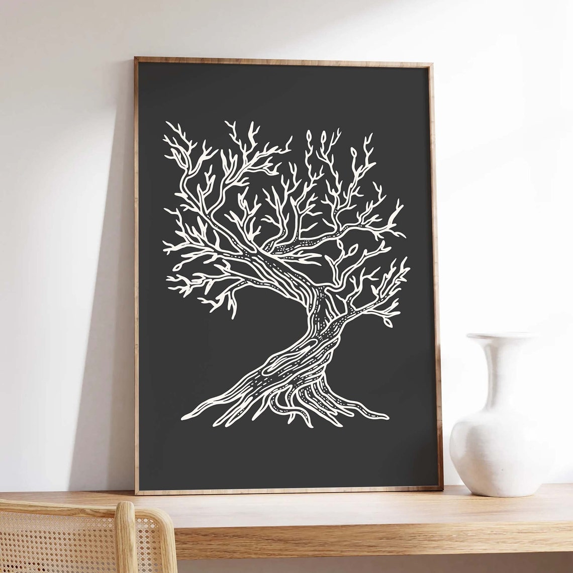 Bare Winter Tree Sketch Minimal Black Botanical Wall Decor Poster - Image 4