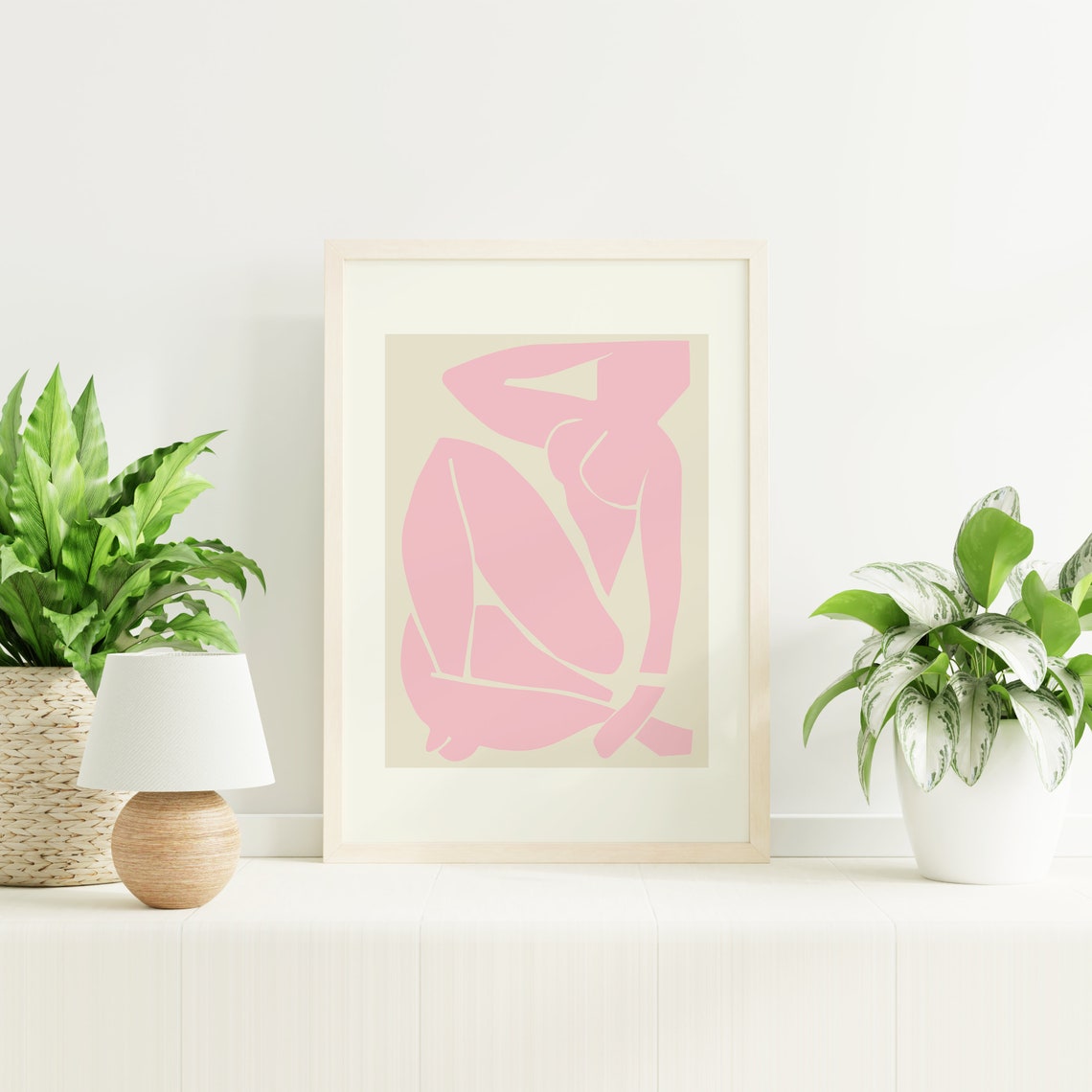 Matisse Style Pink Nude Seated Figure Modern Abstract Art Print - Image 4