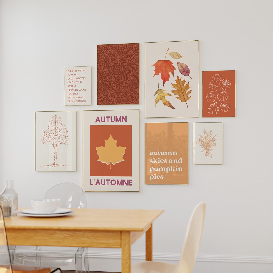 Fall 8 Autumn Leaves Gallery Bundle Rustic Seasonal Decor Poster - Image 4