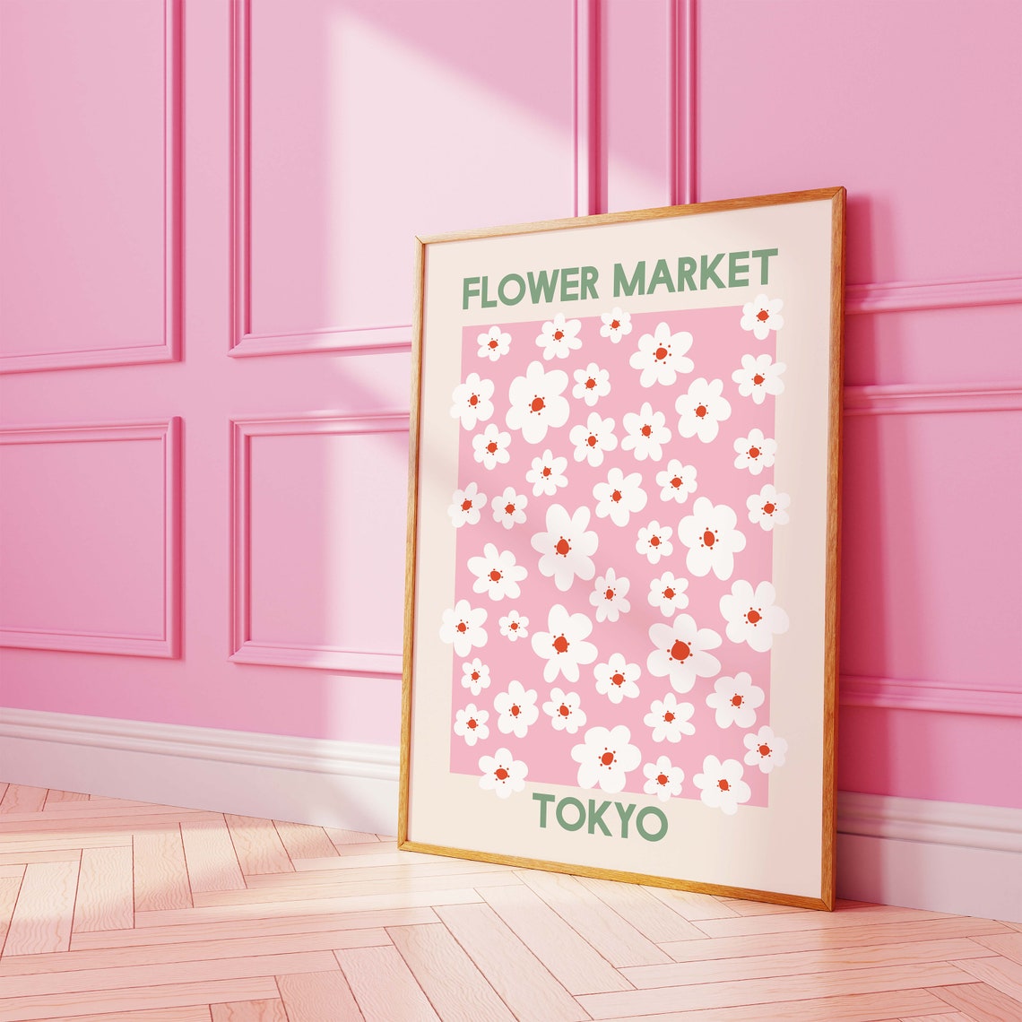 Flower Market Tokyo Cherry Blossom Pink Sakura Japan Art Poster - Image 3