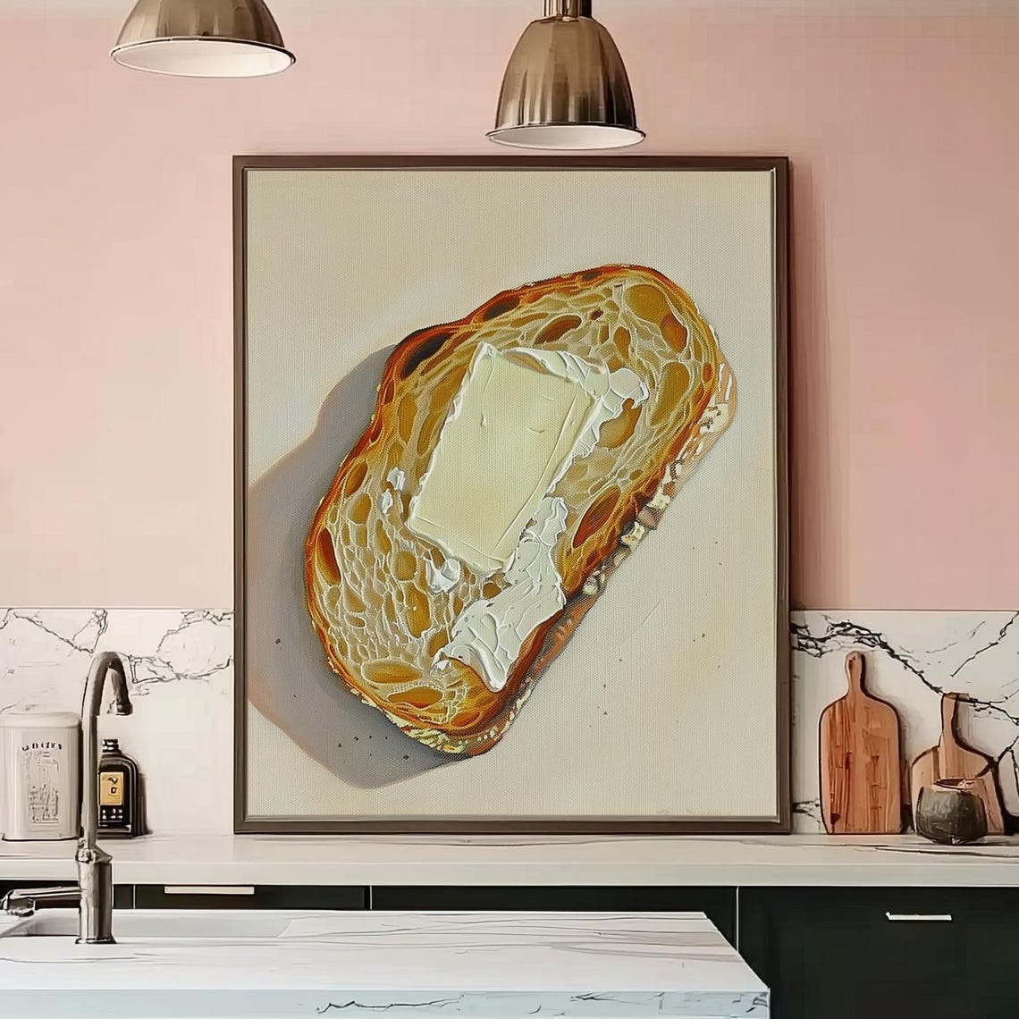 Golden Buttered Sourdough Toast Melting Butter Cozy Kitchen Poster