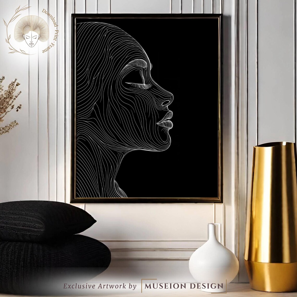 Minimalist Line Art Face Print Black And White Abstract Portrait Elegant Modern Wall Contemporary
