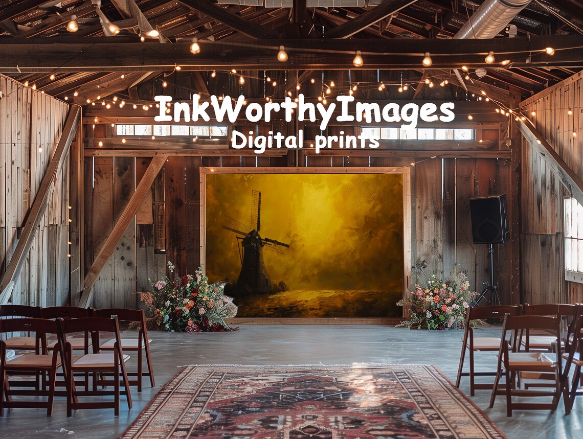 Golden Sunset Windmill - Impressionist Art Print - Image 6