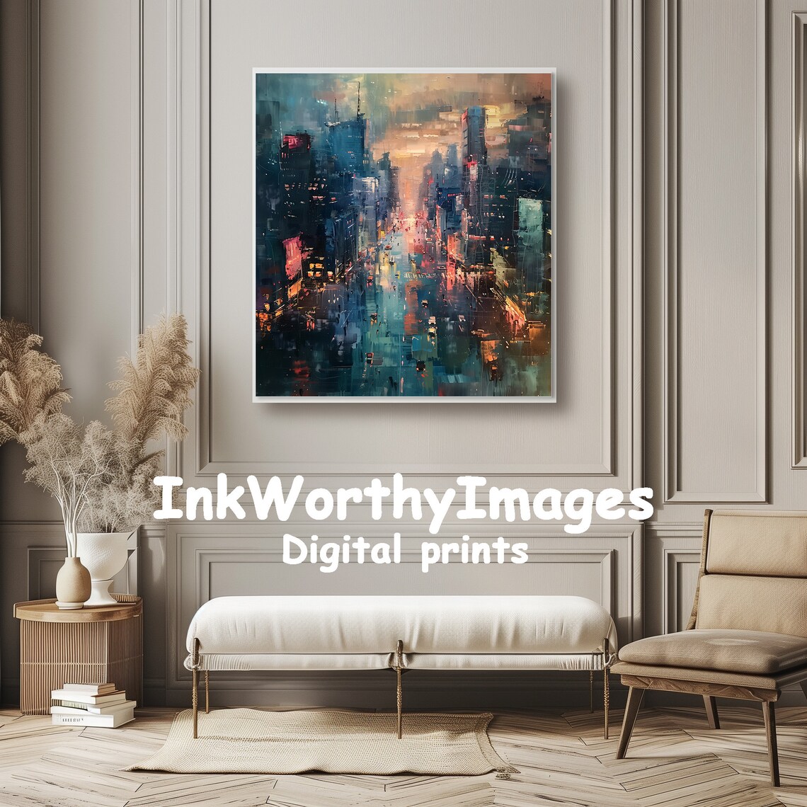 Cityscape At Dusk, Modern Urban Night Scene - Image 4