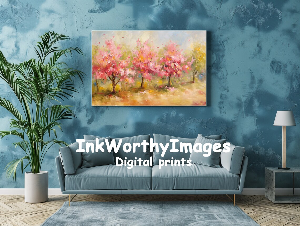 Blossoming Cherry Trees Art Print, Spring Landscape - Image 2