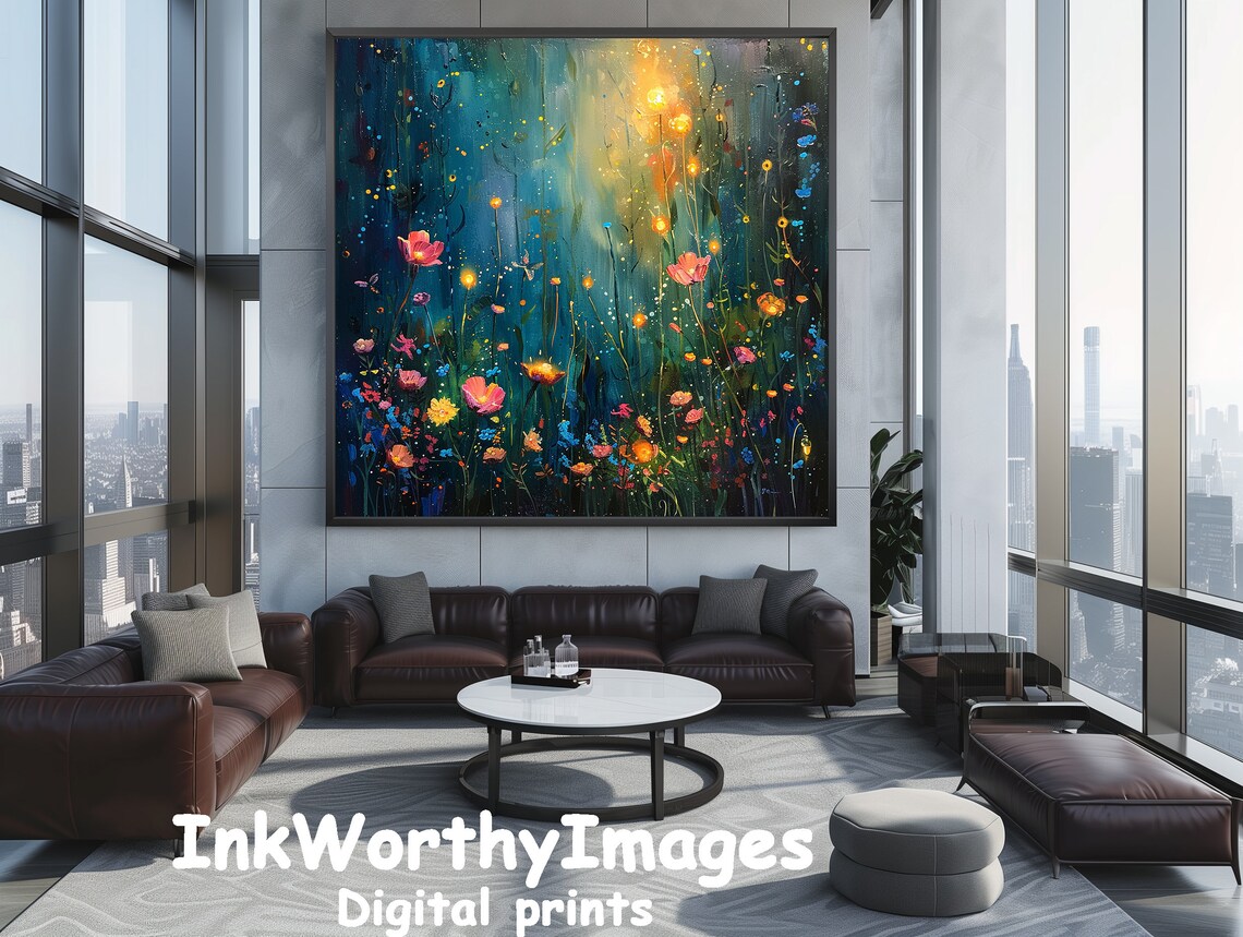 Enchanted Floral Meadow, Magical Garden Art Print - Image 2