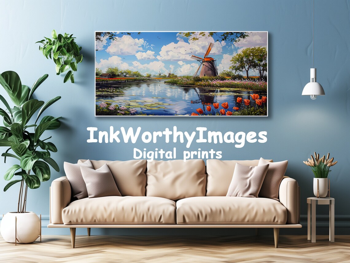 Sunny Day In Dutch Tulip Fields, Impressionist Landscape - Image 4