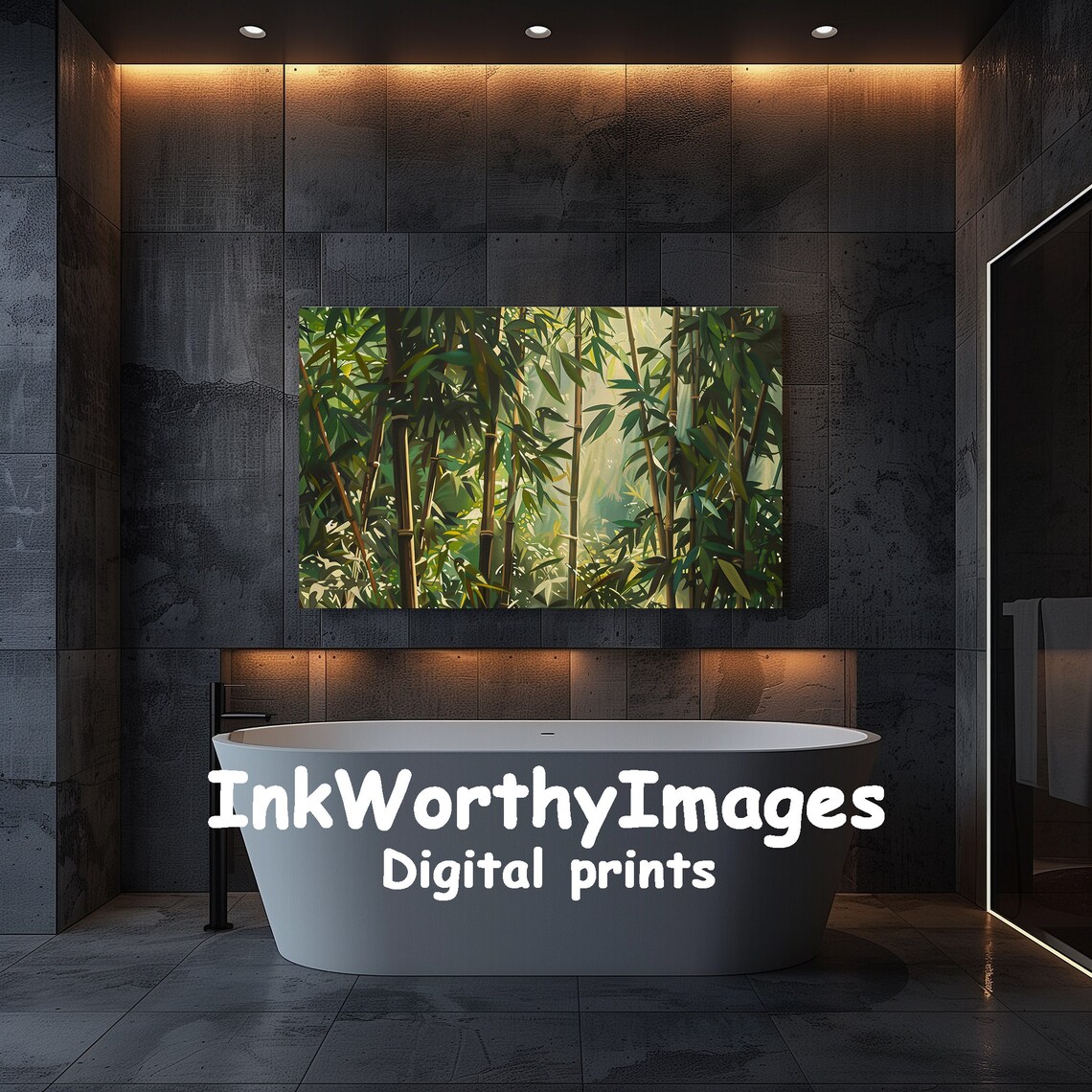 Sunlit Bamboo Forest, Tranquil Nature Scene Art - Image 5