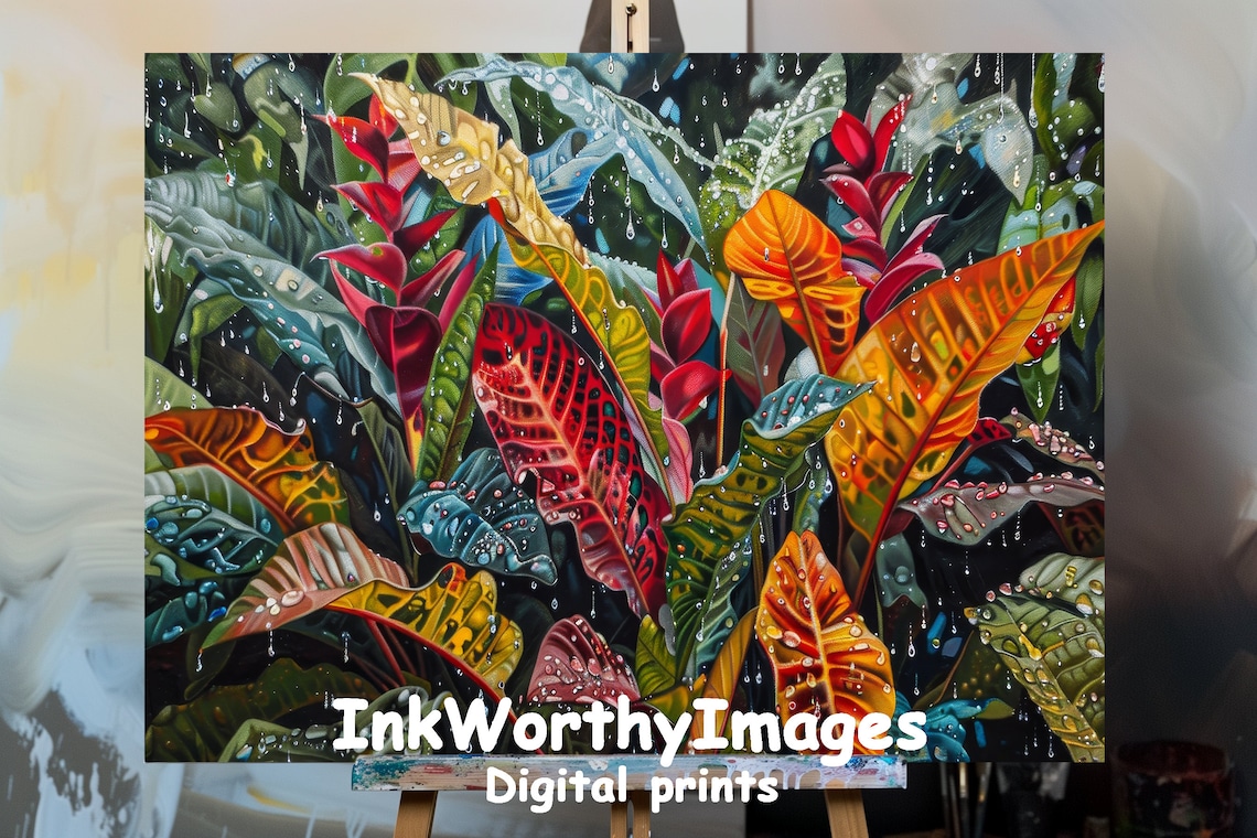 Tropical Rainforest Foliage Art Print, Jungle Leaves