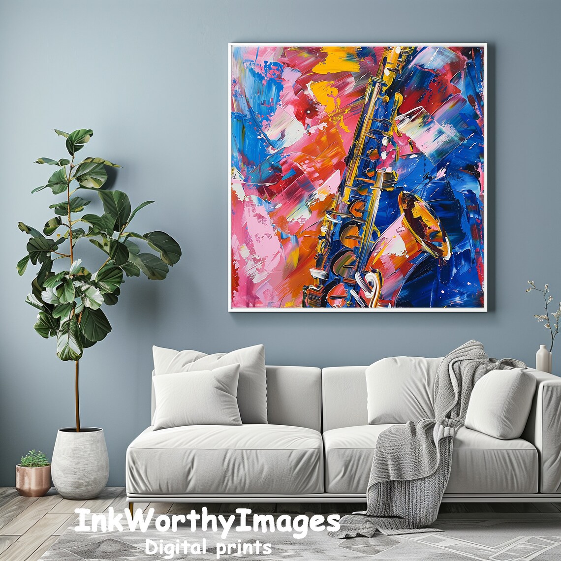 Saxophone Serenade, Vibrant Jazz Decor - Image 2