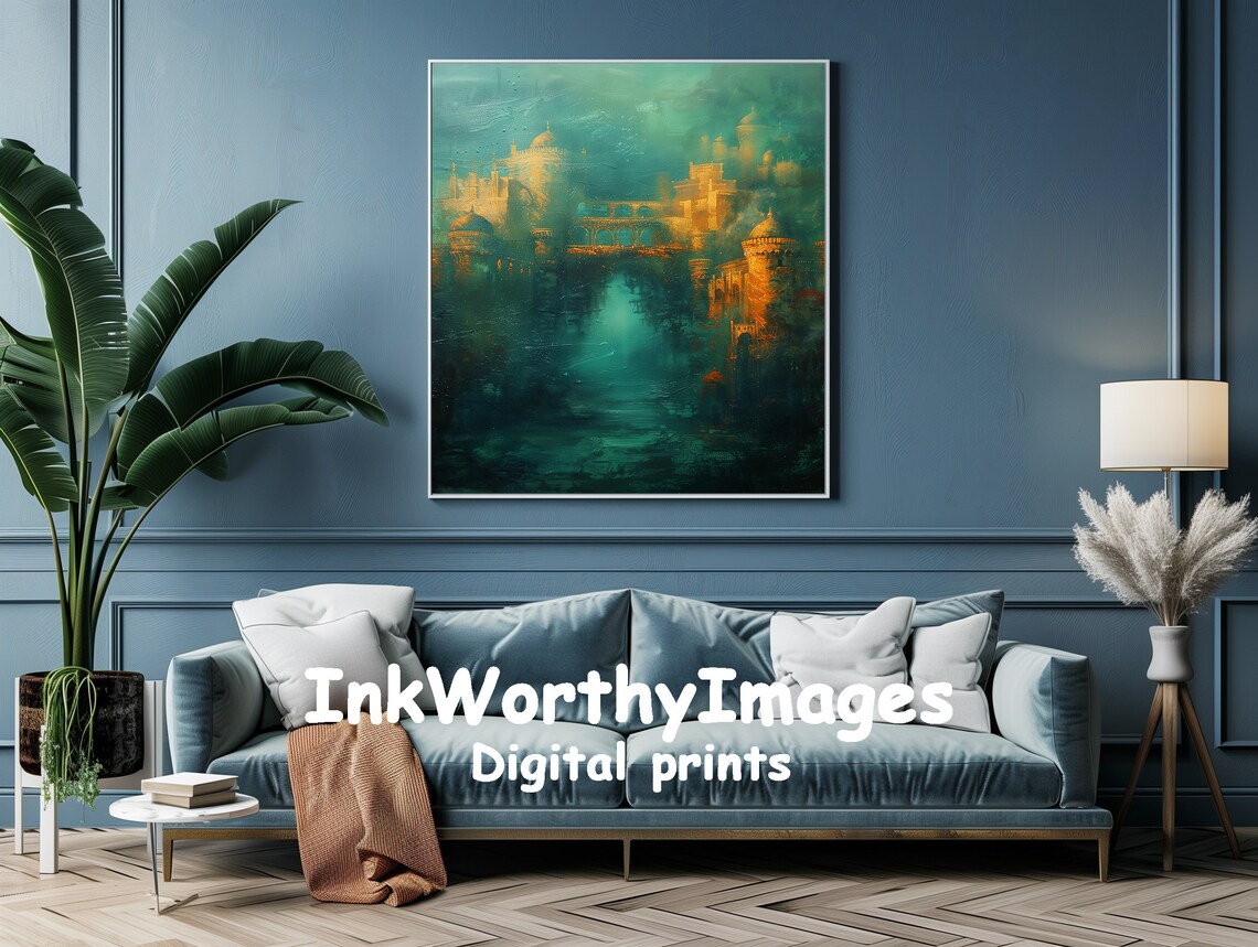 Mystical Ancient City Painting, Fantasy Castle - Image 2