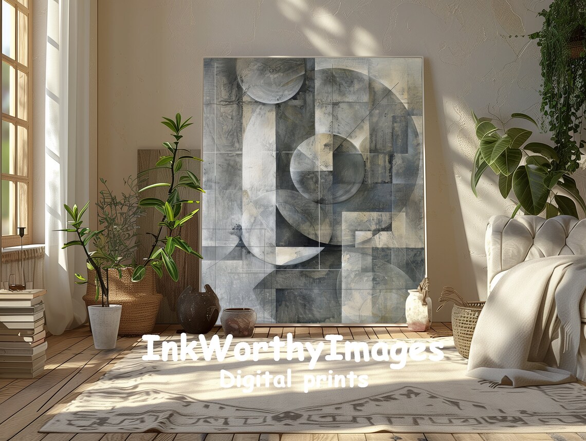 Monochrome Geometric Modern Abstract Art Print - Image 5