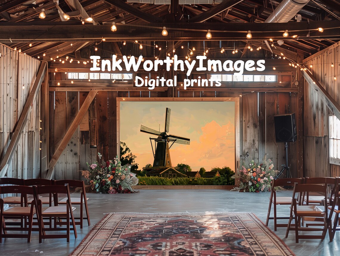 Dutch Windmill At Sunset, Serene Landscape Art Print - Image 6