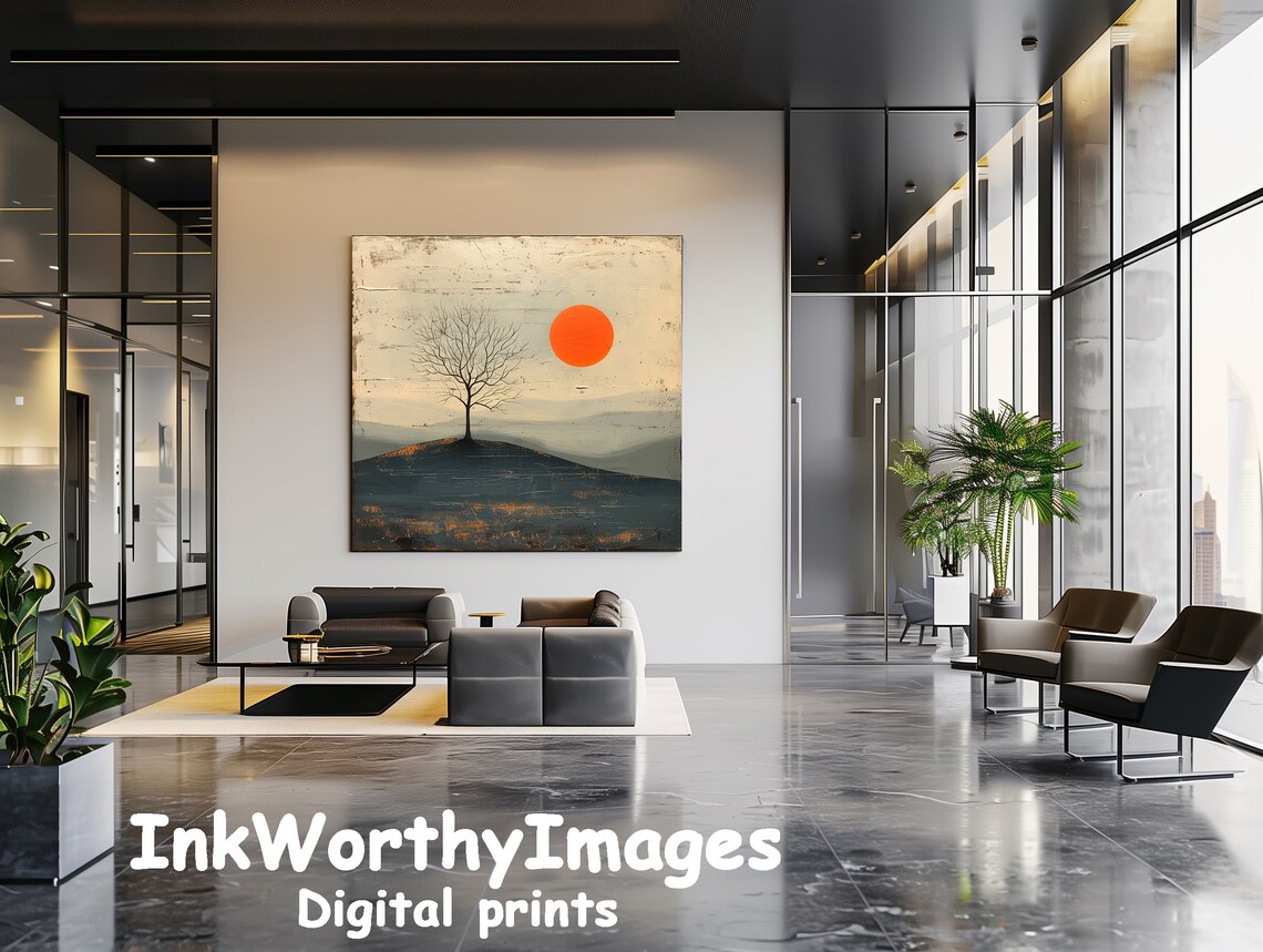 Minimalist Tree Sunset, Modern Landscape Art - Image 6
