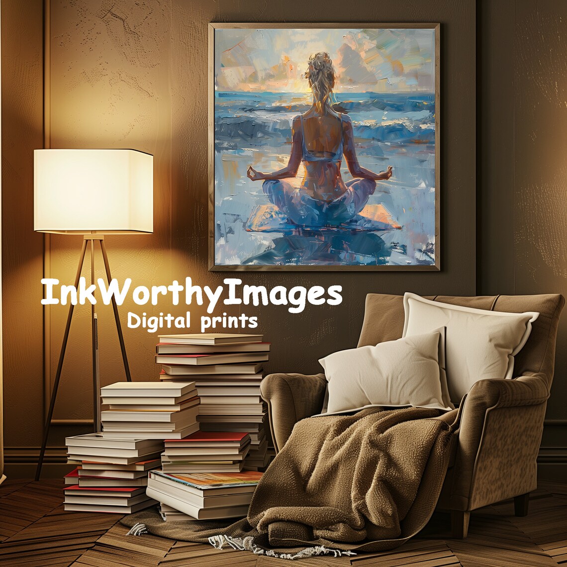 Meditation By The Sea, Peaceful Beach Art Print - Image 4