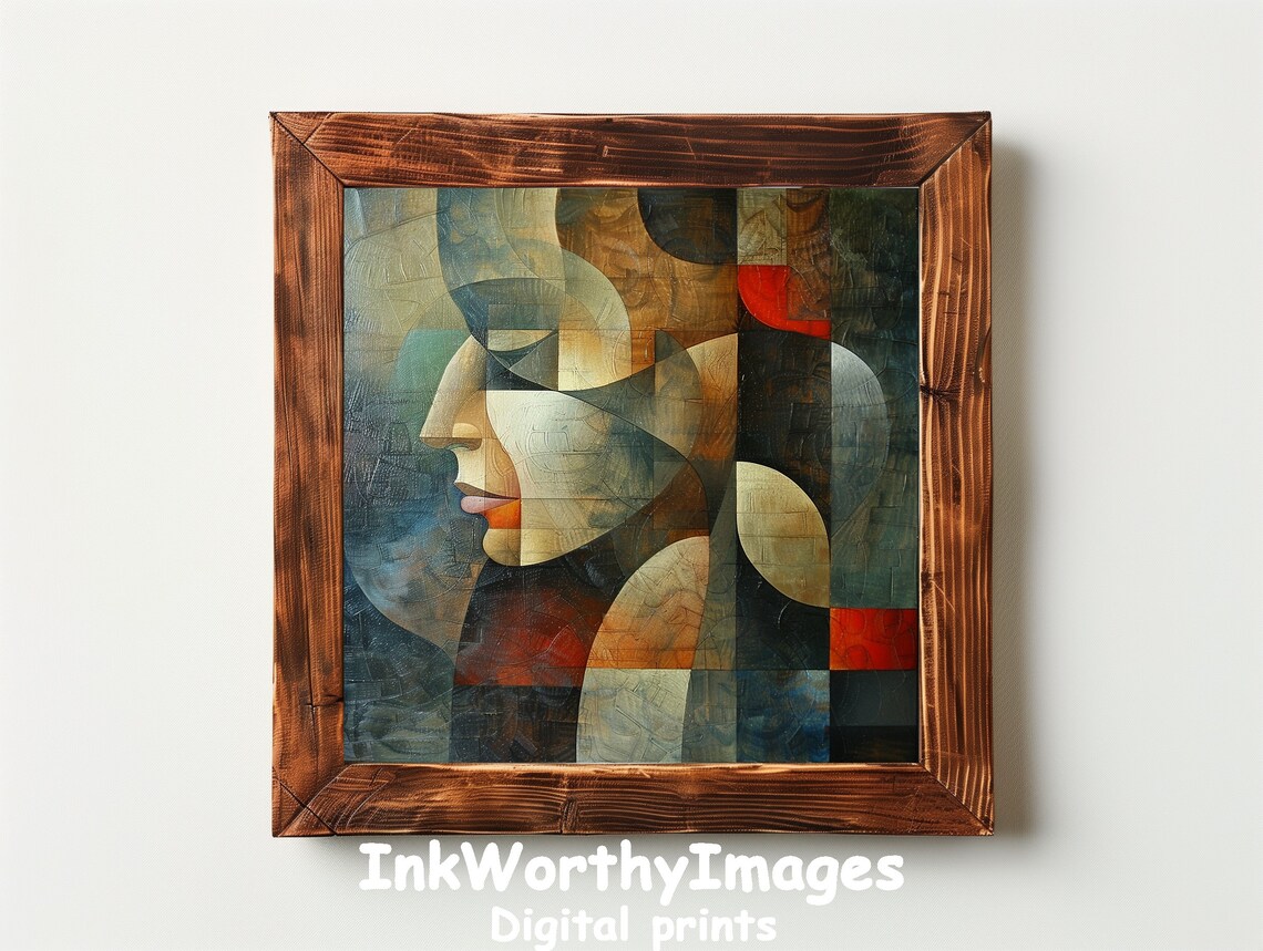 Cubist Portrait, Geometric Face Art Print - Image 3