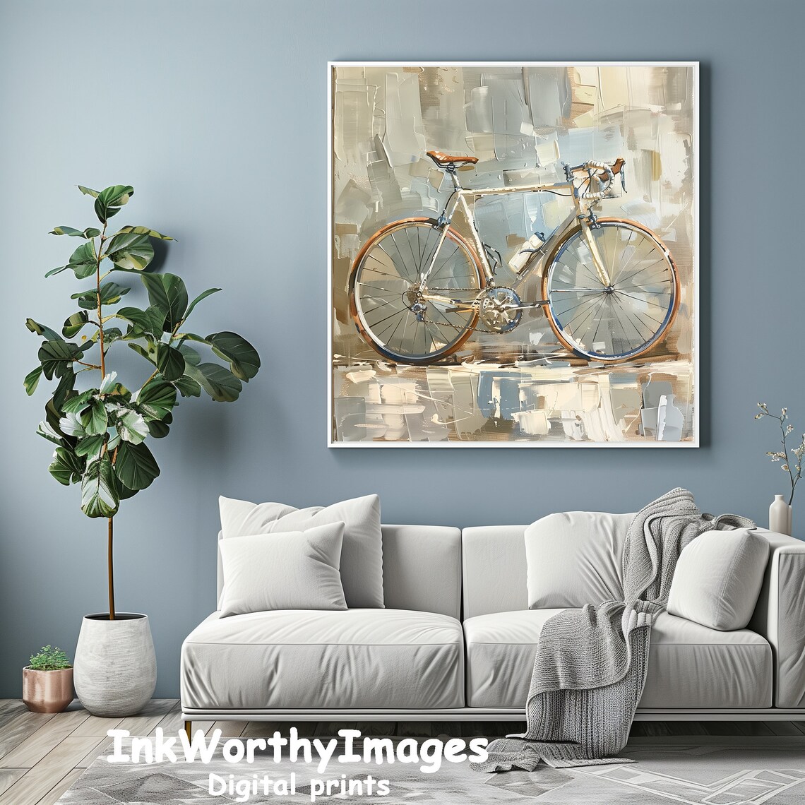 Vintage Bicycle Painting, Modern Abstract Art - Image 4