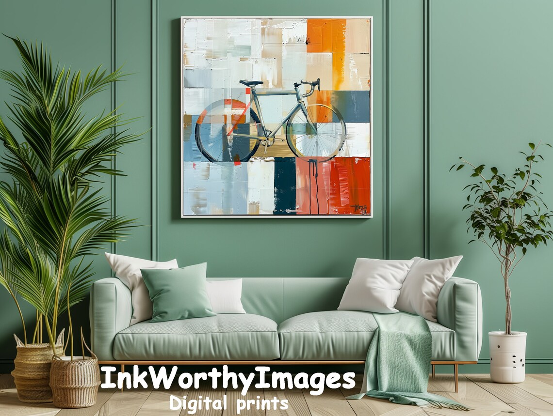 Colorful Bicycle Painting, Modern Abstract Art - Image 6