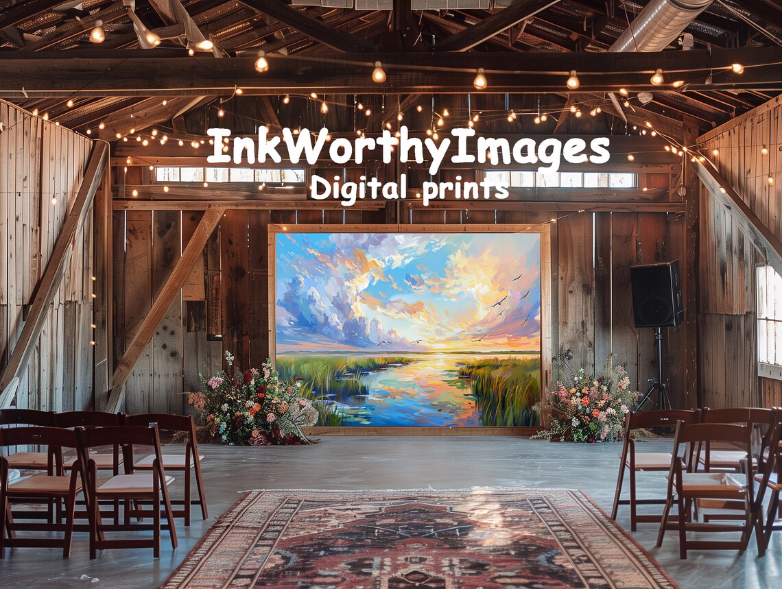 Colorful Sunset Over Marshlands, Vibrant Landscape - Image 6