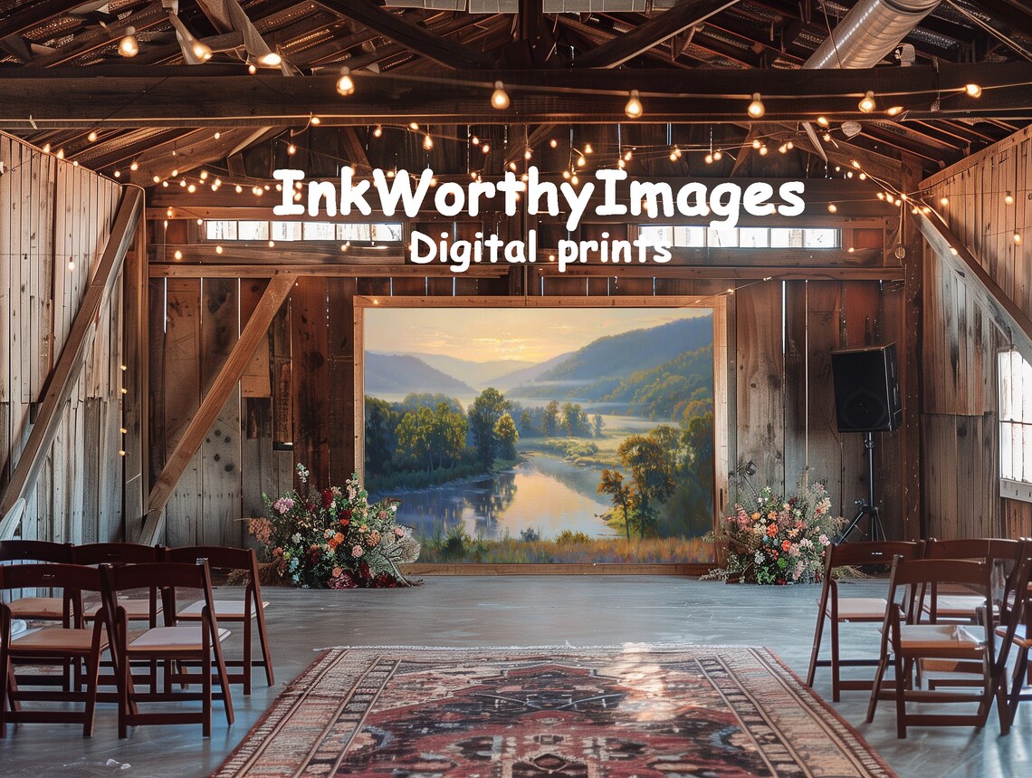 Sunset River Valley Painting, Scenic Landscape Art - Image 6