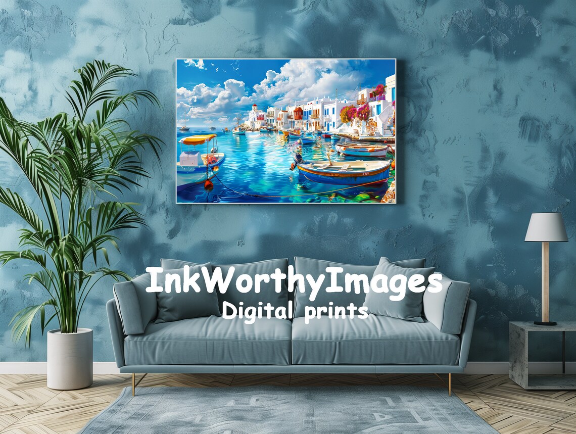 Greek Island Harbor, Mediterranean Seaside Scene - Image 2