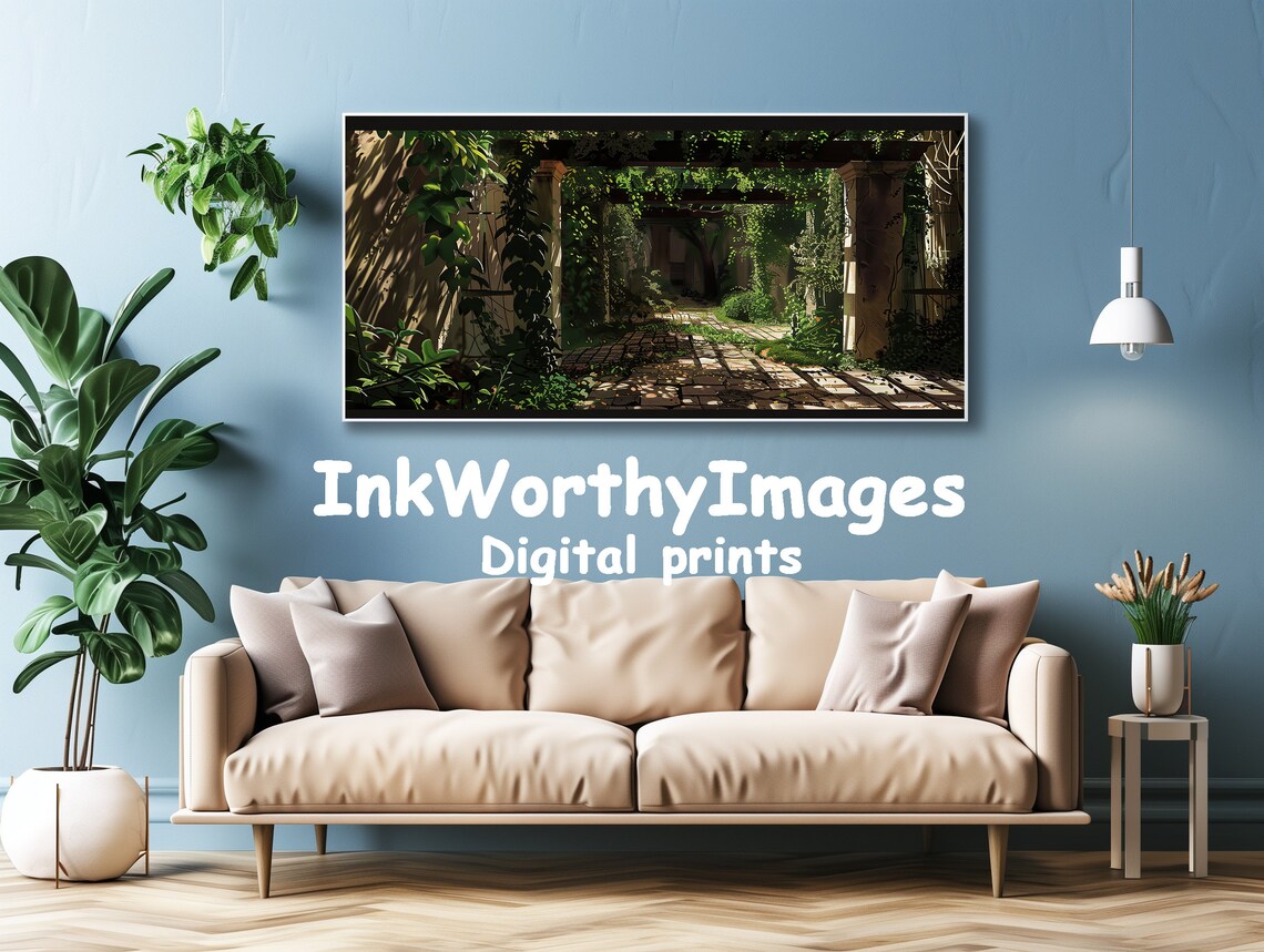 Overgrown Garden Pathway, Enchanted Archway Art Print - Image 4