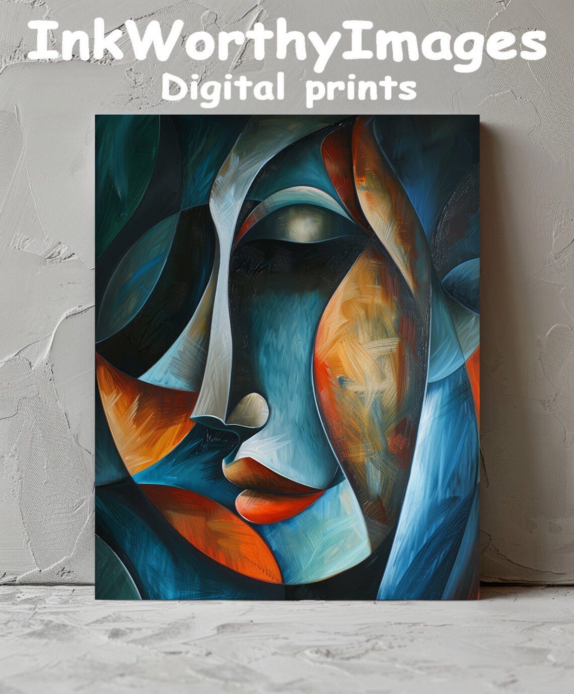 Abstract Portrait, Modern Cubist Face Wall Art