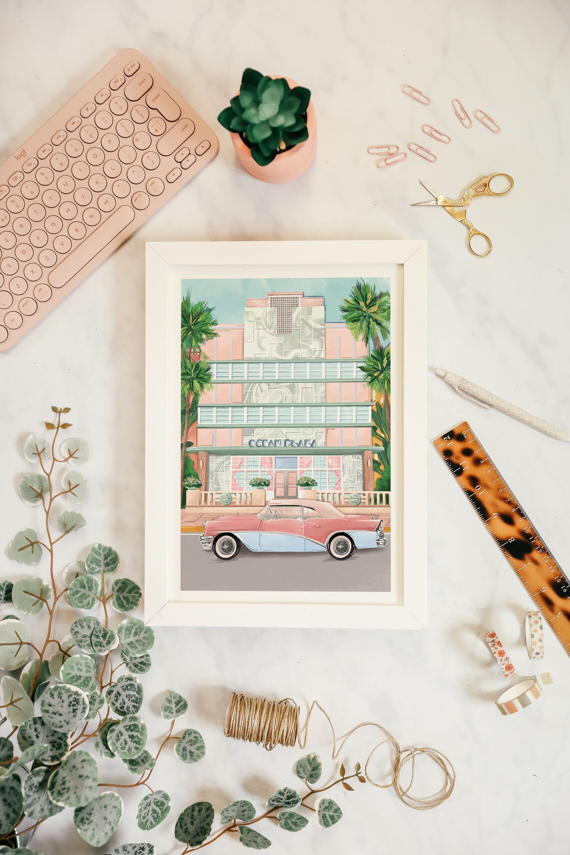 Miami Art Deco Travel Poster, Miami Beach - Image 2