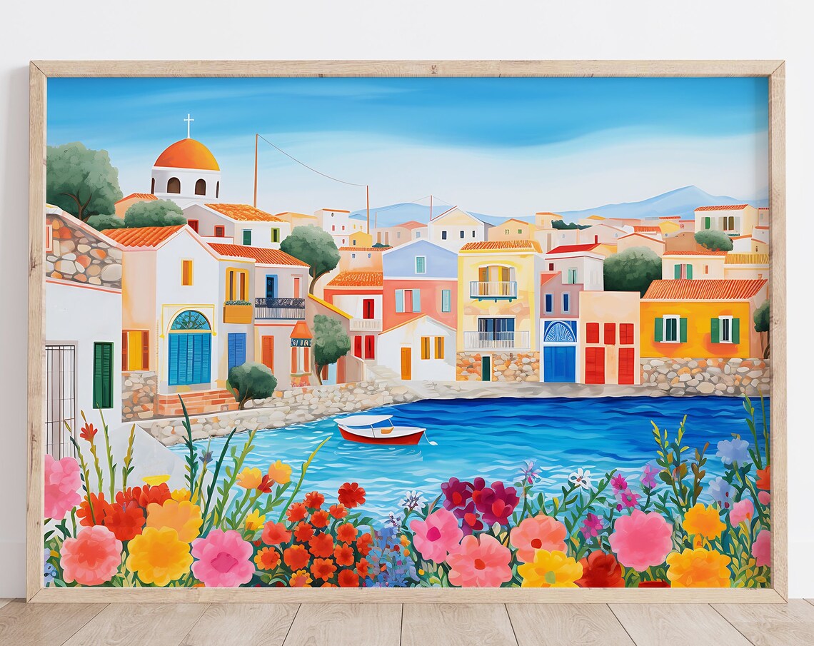 Aegina Illustration Print, Greece Travel Poster