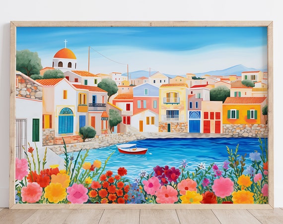 Aegina Illustration Print, Greece Travel Poster