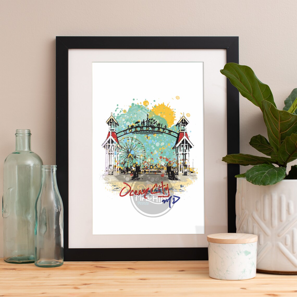 Ocean City Maryland Skyline Travel Poster