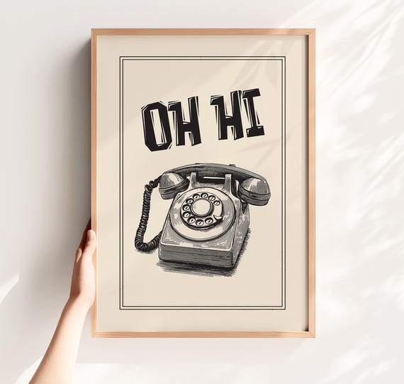 Vintage Phone Art Print Funny Retro Rotary Telephone Illustration