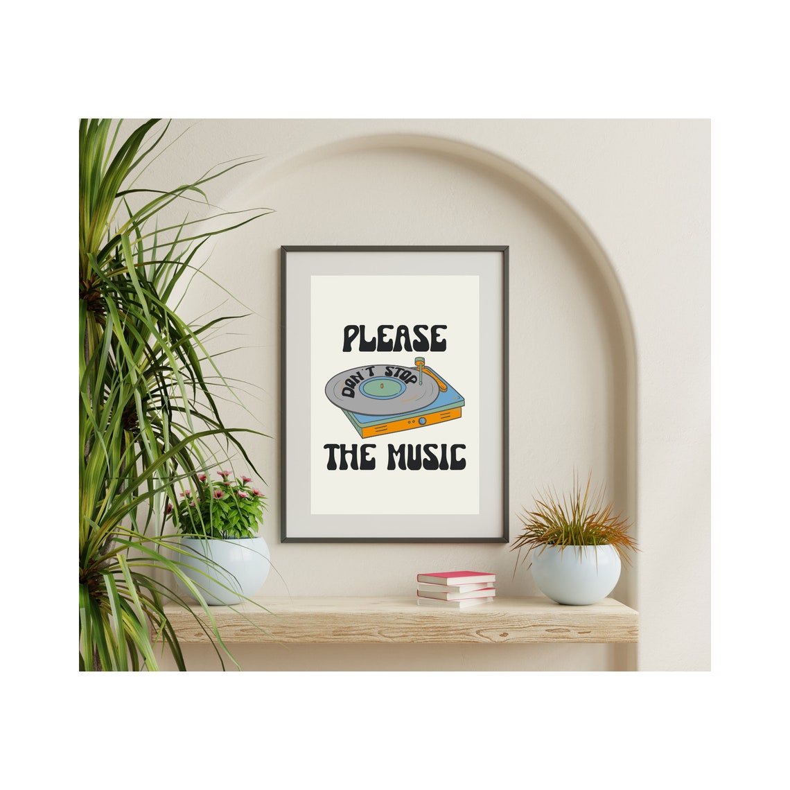 Please Don't Stop The Music Retro Vinyl Record Player Wall Poster - Image 2