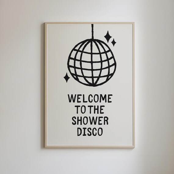 Shower Disco Cute Bathroom Decor Retro Aesthetic Bathroom Wall Art Girly Apartment Wall Art Funny Shower Art Print
