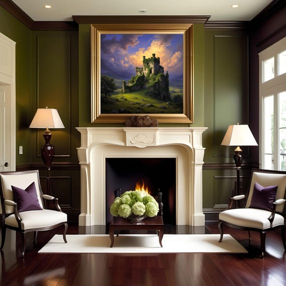Enchanted Castle Ruins Print Mystical Fantasy Castle Wall Art Medieval Castle Landscape Wall Dcor Gothic Castle
