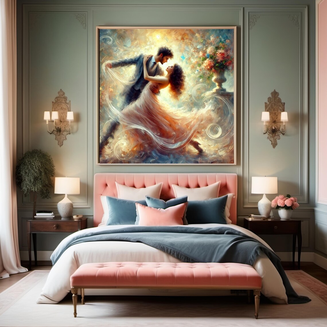 Romantic Couple Dancing Impressionist Pastel Love Scene Print - Image 3