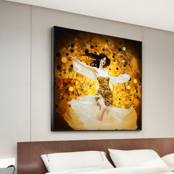 Graceful Dancer In Flowing Dress Dance Canvas Painting Contemporary Art Home Decor Gift Ready To Hang