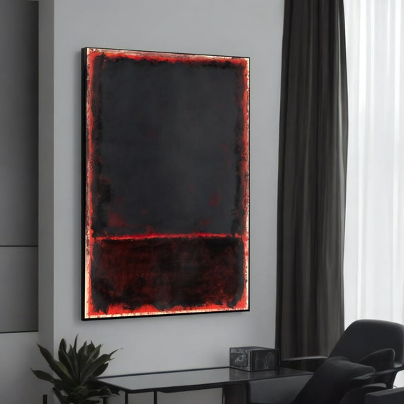 Mark Rothko Deep Red And Black Abstract Canvas Painting Modern Art For Living Room Bold Wall Decor Gift