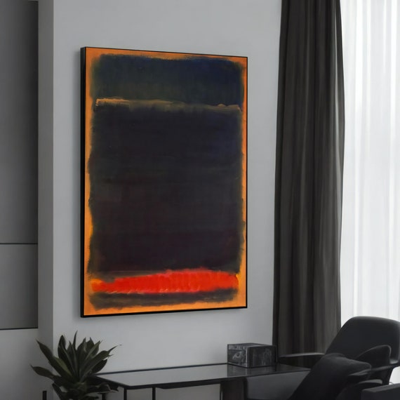Intense Black And Orange Mark Rothkoinspired Abstract Canvas Painting Modern Art For Home Decor Gift