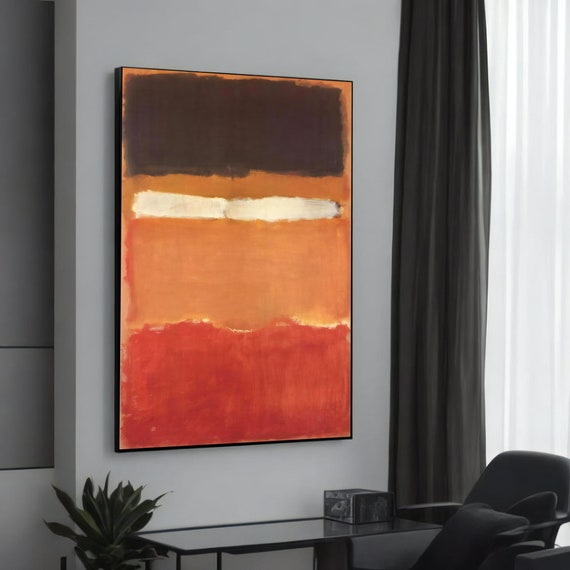Mark Rothko Warm Orange Brown And White Abstract Canvas Painting Modern Art For Living Room Cozy Wall Decor Gift